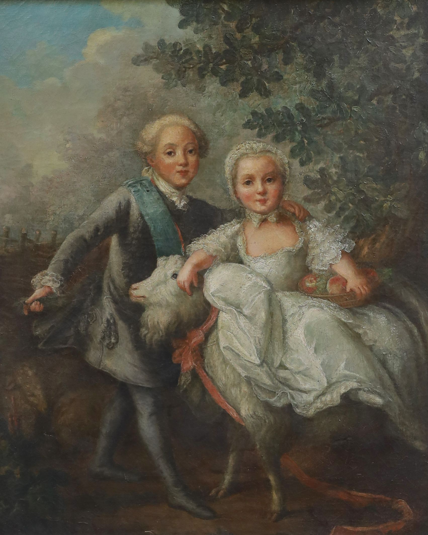 After François-Hubert Drouais (1727-1775), Le Comte d'Artois et sa sœur Madame Clotilde, oil on canvas, 72 x 59cm